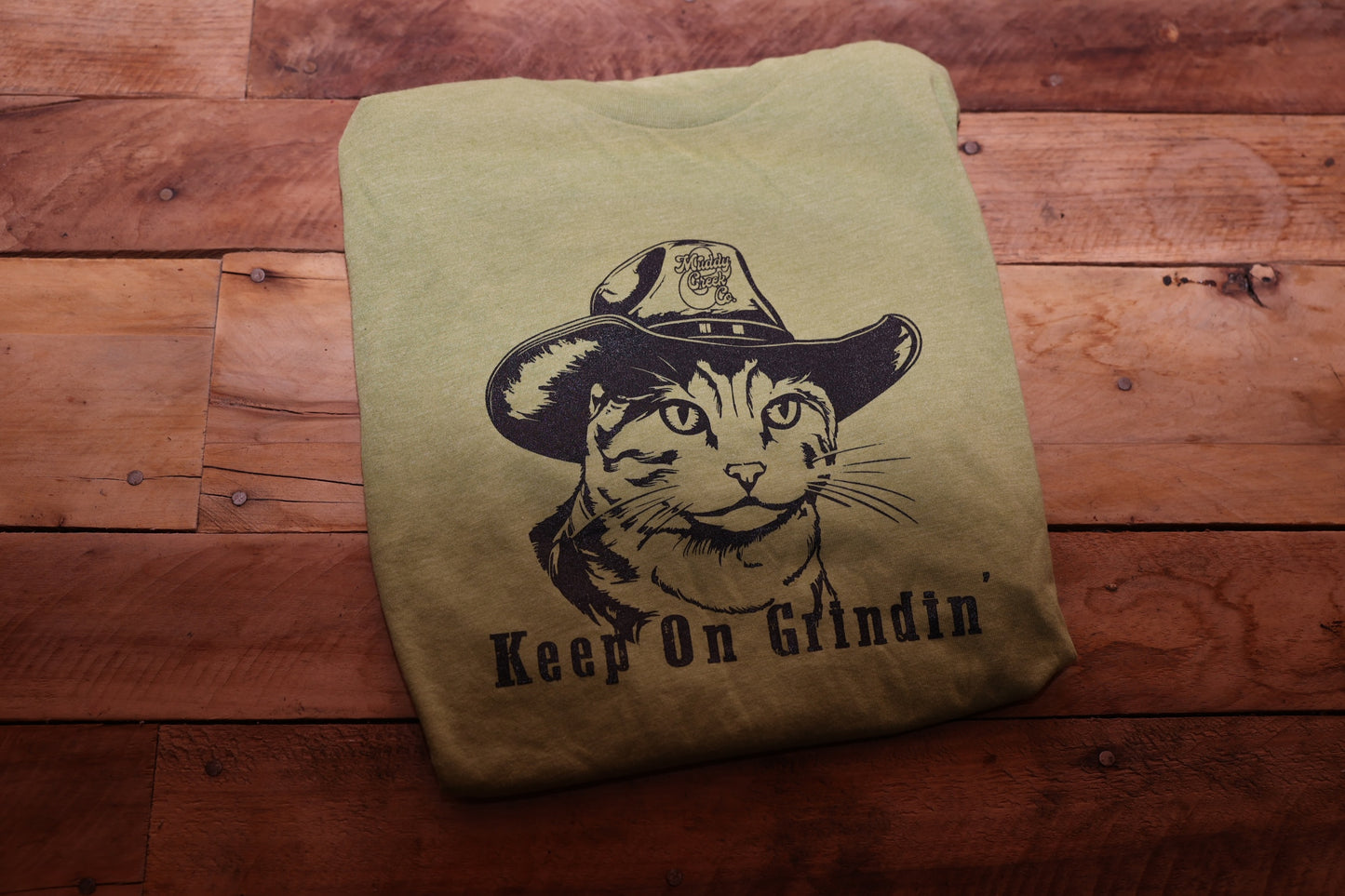 Keep on Grindin' (Cat) T Shirt White/Green