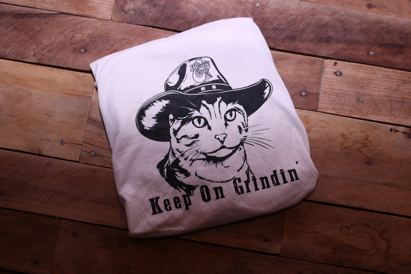 Keep on Grindin' (Cat) T Shirt White/Green