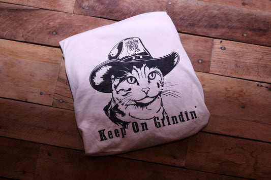 Keep on Grindin' (Cat) T Shirt White/Green